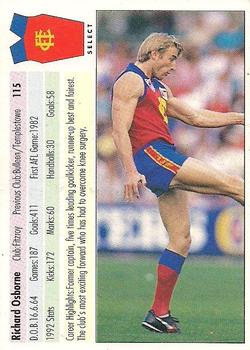 1993 Select AFL #115 Richard Osborne Back